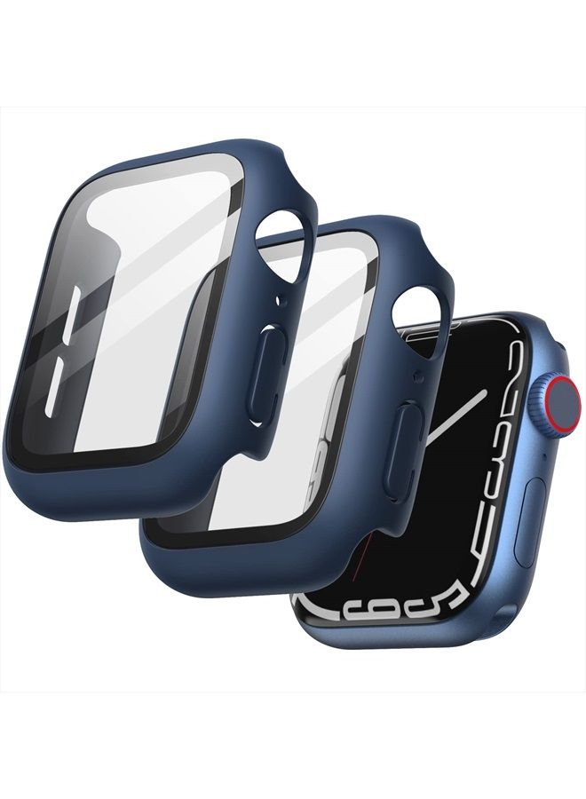 Jetech Case with Screen Protector Compatible with Apple Watch Series 8 7 45mm, Overall Protective Cover, Built-in Tempered Glass Film High Sensitivity, 2 Pack (Blue) - Image 1