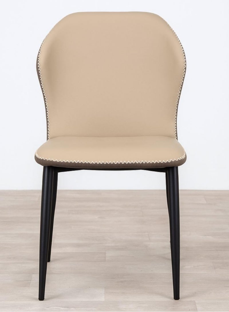 ALWASIT HOME 1+4 Seater Marble Top Dining Table Set | Modern Luxury Dining Room Furniture | Leather Upholstered Chairs with Backrest | Elegant Kitchen Dining Set for Home & Apartment Decor Beige Color - Image 2