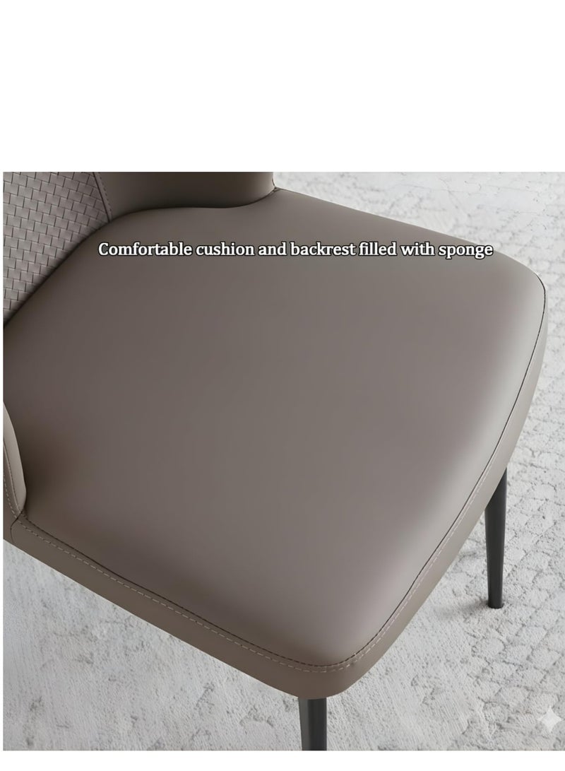 ALWASIT HOME 1+4 Seater Marble Top Dining Table Set | Modern Luxury Dining Room Furniture | Leather Upholstered Chairs with Backrest | Elegant Kitchen Dining Set for Home & Apartment Decor Beige Color - Image 4