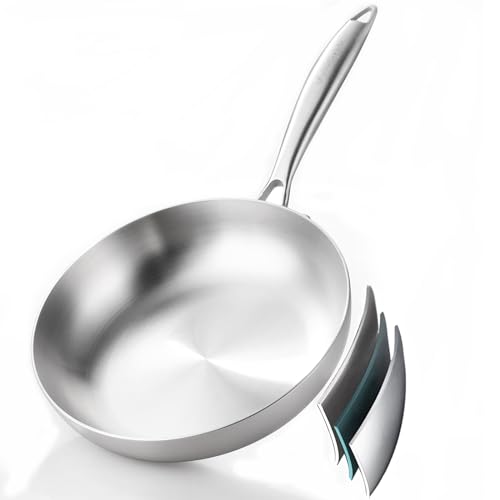 DELARLO Whole body Tri-Ply Stainless Steel 8inch Small Frying Pan, Chef's Pans Oven safe induction kitchen skillet,Suitable for All Stove (Detachable Handle) - Image 1