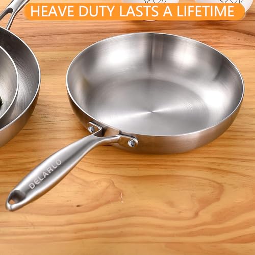 DELARLO Whole body Tri-Ply Stainless Steel 8inch Small Frying Pan, Chef's Pans Oven safe induction kitchen skillet,Suitable for All Stove (Detachable Handle) - Image 5