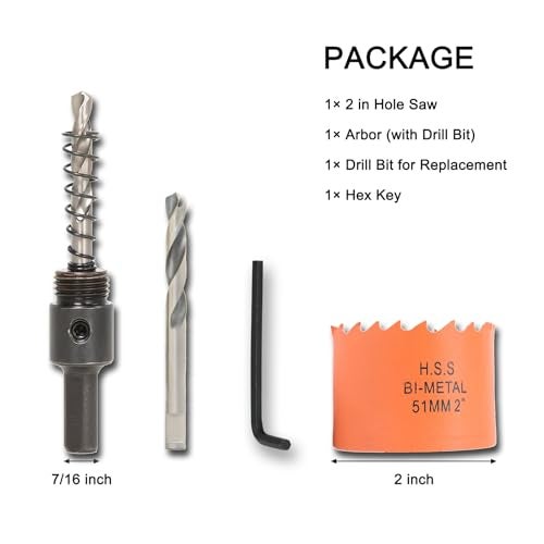 VIKITON 2 inch Hole Saw with Arbor for Cutting Metal Wood and Plastic, 51mm Bi-Metal Hole Cutter for Different Project with Smooth and Flat Drilling Edge, Fast Chip Removal - Image 2