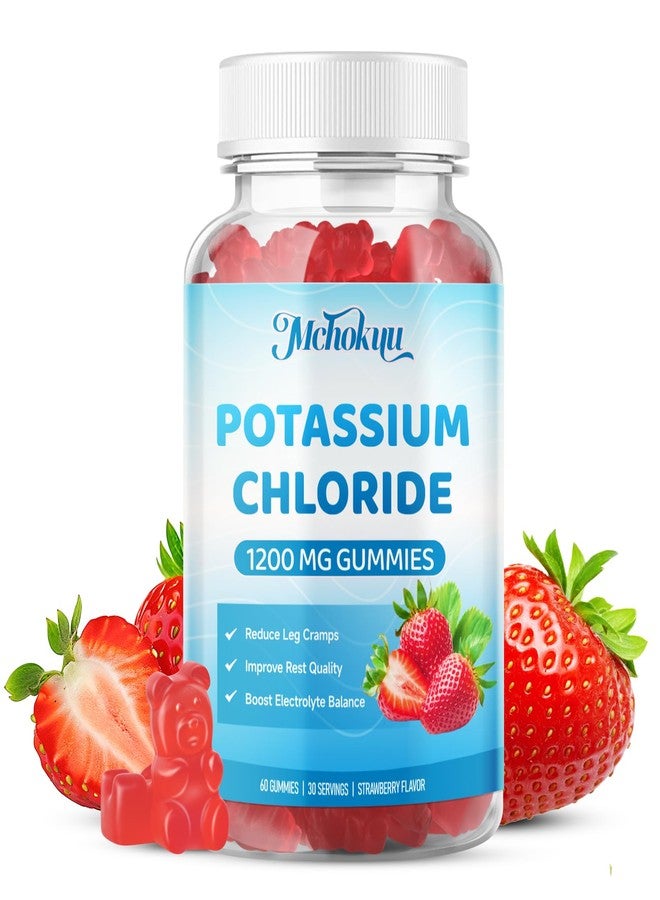 Mchokuu Potassium Chloride Gummies 1200mg for Adults & Kids, Sugar-Free Potassium Supplement Gummies Support Leg Cramps & Electrolyte Balance for Women & Men, Strawberry Flavor, 60 Count - Image 1