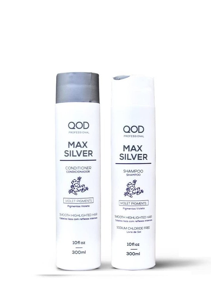 QOD Professional Max Silver Shampoo Conditioner 300ml Sulphate free Sodium Chloride free Combo of 2 - Image 1