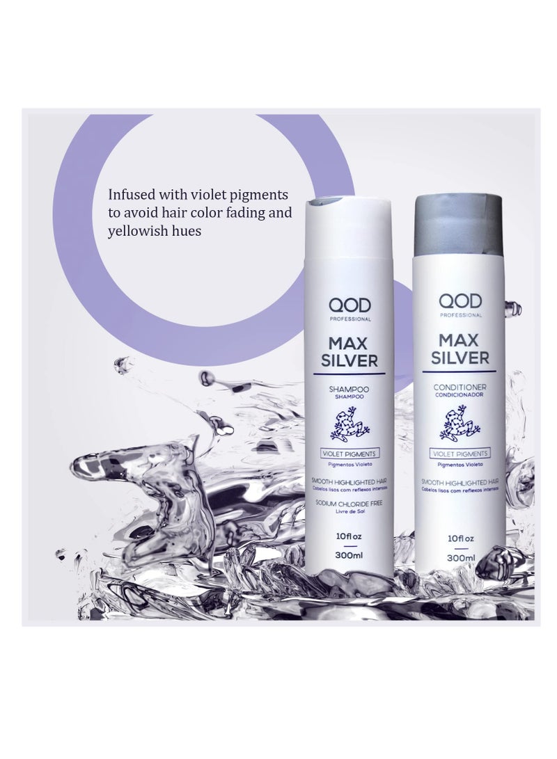 QOD Professional Max Silver Shampoo Conditioner 300ml Sulphate free Sodium Chloride free Combo of 2 - Image 2