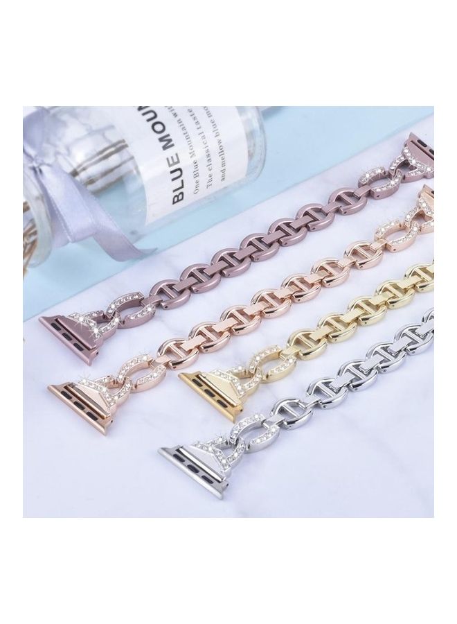 NIBEMINENT Diamond Stainless Steel Replacement Strap Watchband For Apple Watch Series 7/6/5/4/3/2/1/SE 41/40/38mm Rose Gold - Image 5