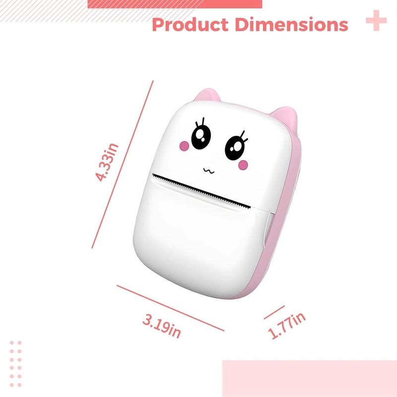 Mistake Portable Printing Wizard for Scholars, Thermal Paper Roll and U Cable Comprises, Inkless Printer, Cat Face Wireless All Printer, - Image 3