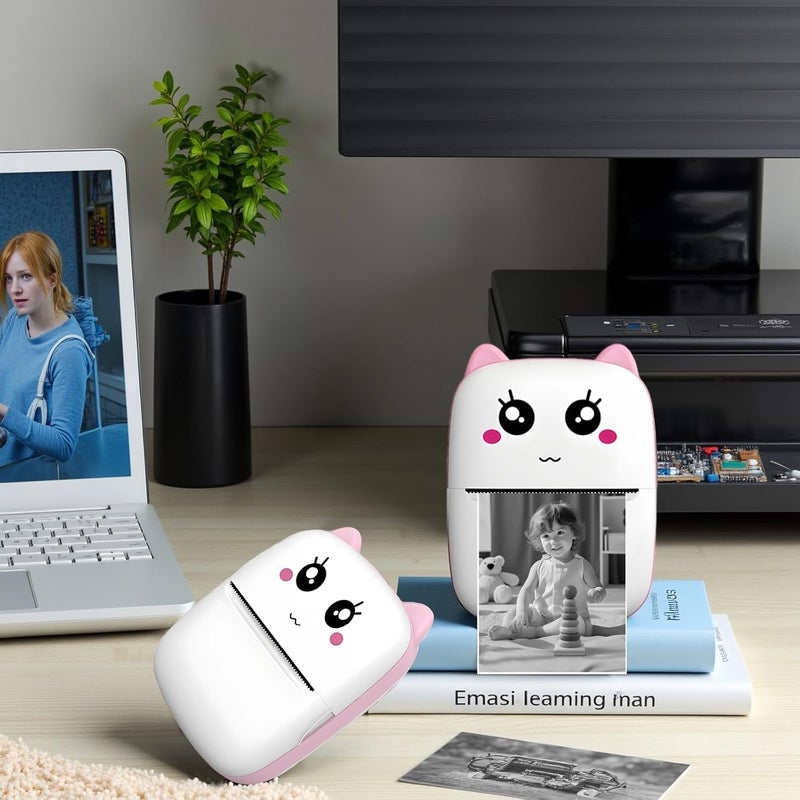 Mistake Portable Printing Wizard for Scholars, Thermal Paper Roll and U Cable Comprises, Inkless Printer, Cat Face Wireless All Printer, - Image 5