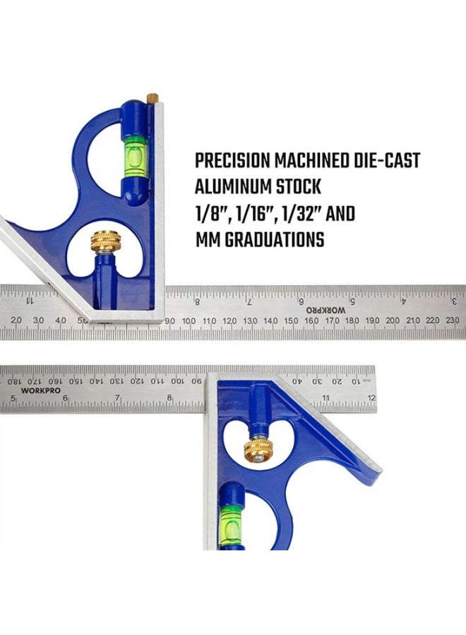 WORKPRO 300MM(12") ALUMINUM COMBINATION SQUARE - Image 3