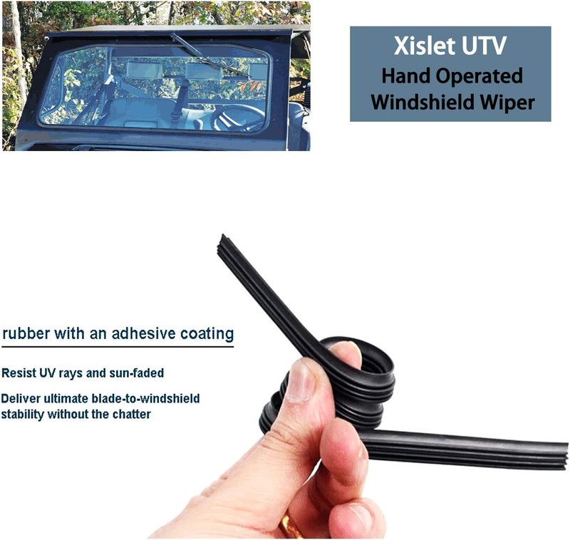 Xislet 2 Pack UTV Windshield Wiper Kit Hand Operated UTV Wiper Kit Compatible with Polaris Ranger RZR Can Am Kawasaki Honda Pioneer Golf Cart Windshield Washer Wiper - Instruction Included - Image 5