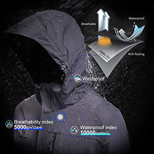 CAMEL CROWN Men’s Ski Jacket 3 in 1 Waterproof Winter Jacket Snow Jacket Windproof Hooded with Inner Warm Fleece Coat Dark Grey - Image 2