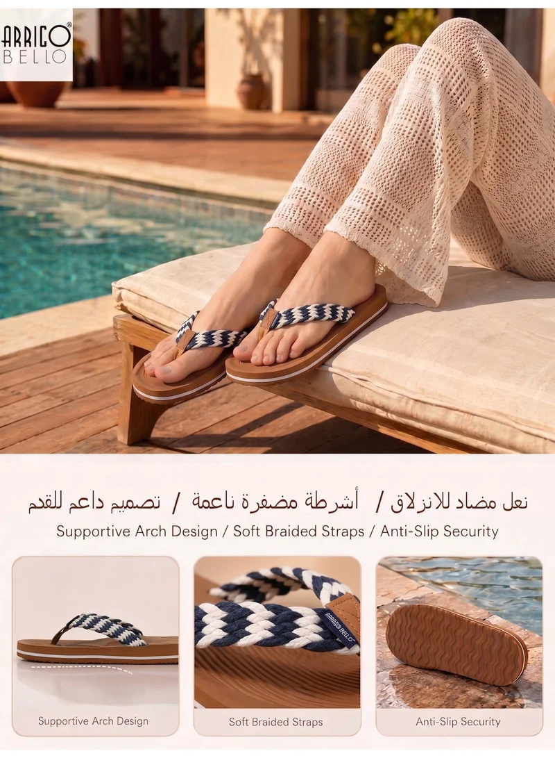 ARRIGO BELLO Navy Women's Summer Comfort Flip Flops - Stylish Thong Sandals with Non-Slip Rubber Sole for Beach, Walking & Daily Outings for Women | Best Price UAE