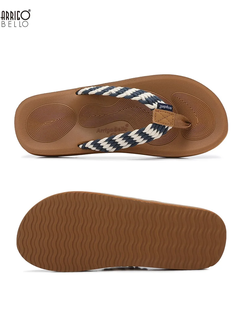 ARRIGO BELLO Navy Women's Summer Comfort Flip Flops - Stylish Thong Sandals with Non-Slip Rubber Sole for Beach, Walking & Daily Outings for Women | Best Price UAE