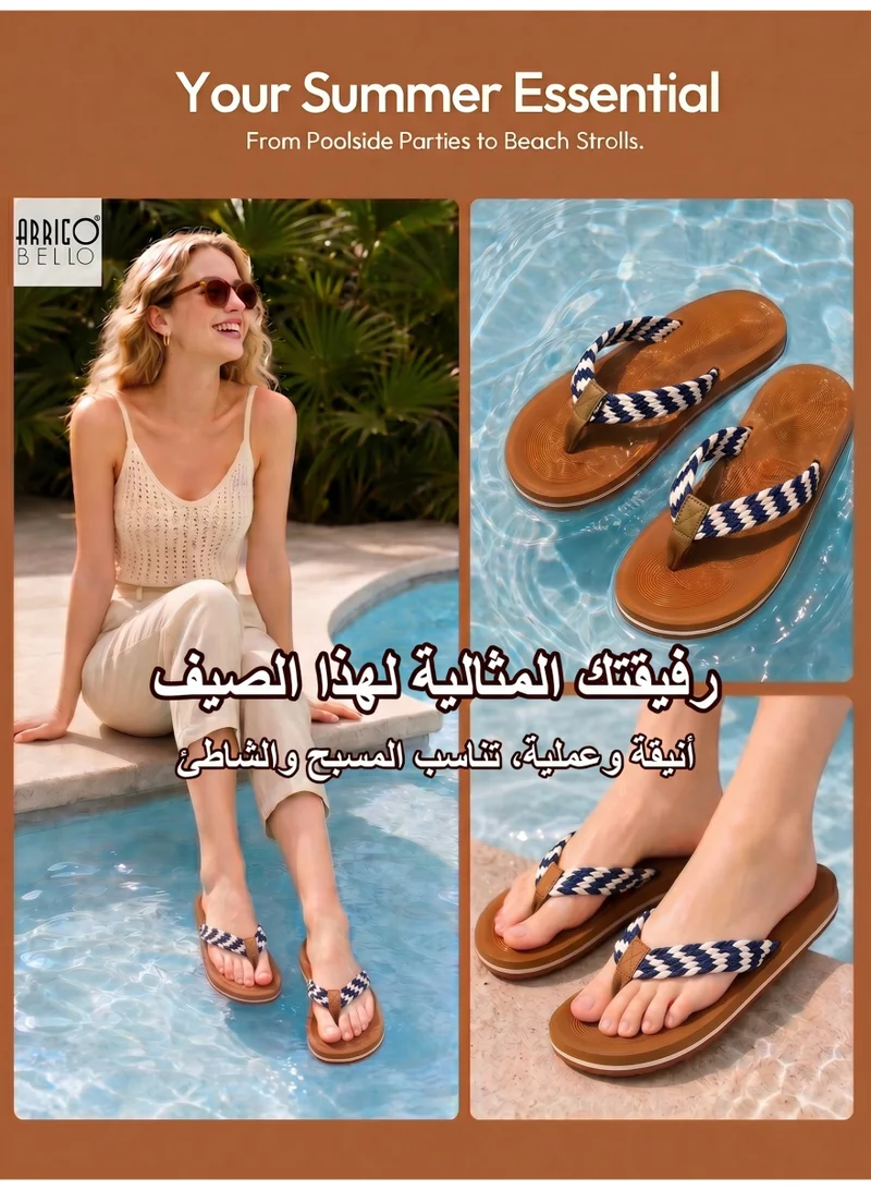 ARRIGO BELLO Navy Women's Summer Comfort Flip Flops - Stylish Thong Sandals with Non-Slip Rubber Sole for Beach, Walking & Daily Outings for Women | Best Price UAE