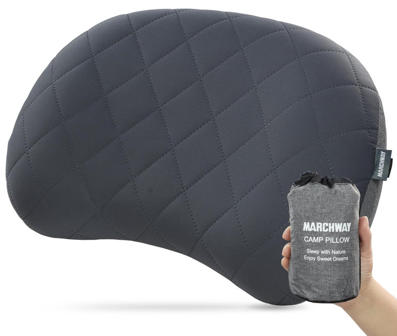 MARCHWAY MARCHWAY Ultralight Inflatable Camping Pillow with Soft Washable Cover Compact Compressible Portable Travel Air Pillow for Outdoor Camp Sport Hiking Backpacking Sleep Grey 