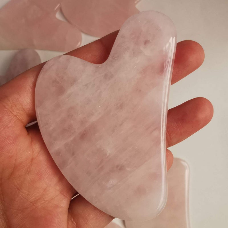 Loveliome Gua Sha Crystal Jade Stone Board for Skincare, Scraping Face Back Massage Relax Therapy Trigger Point Treatment (Rose Quartz) - Image 4