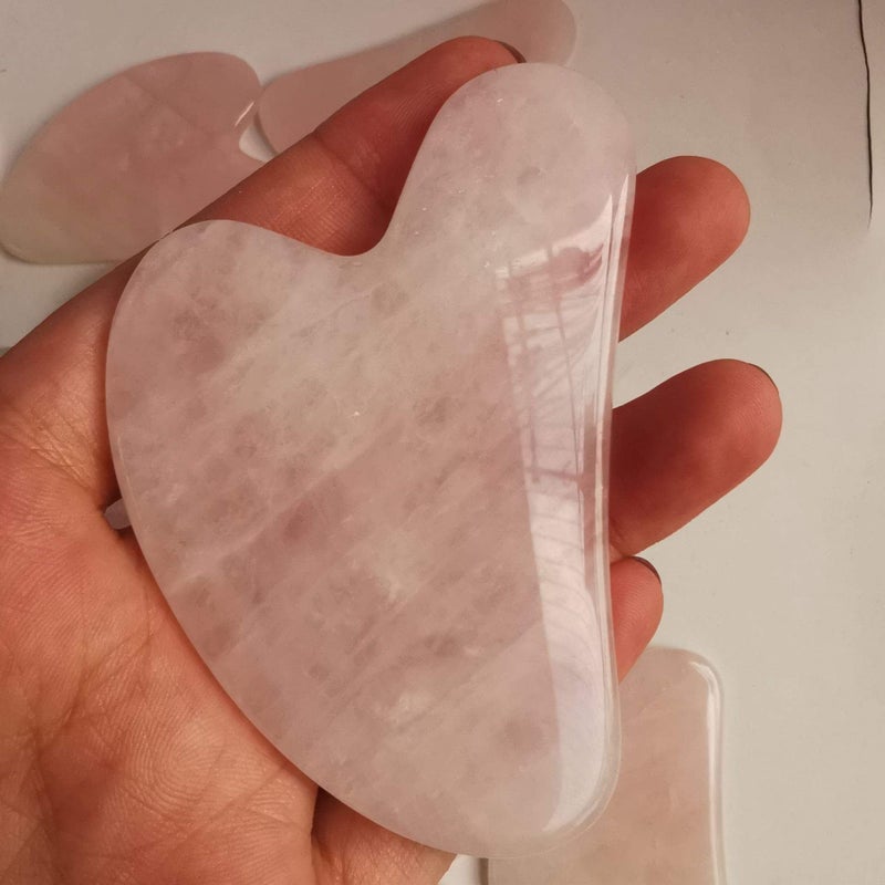 Loveliome Gua Sha Crystal Jade Stone Board for Skincare, Scraping Face Back Massage Relax Therapy Trigger Point Treatment (Rose Quartz) - Image 3