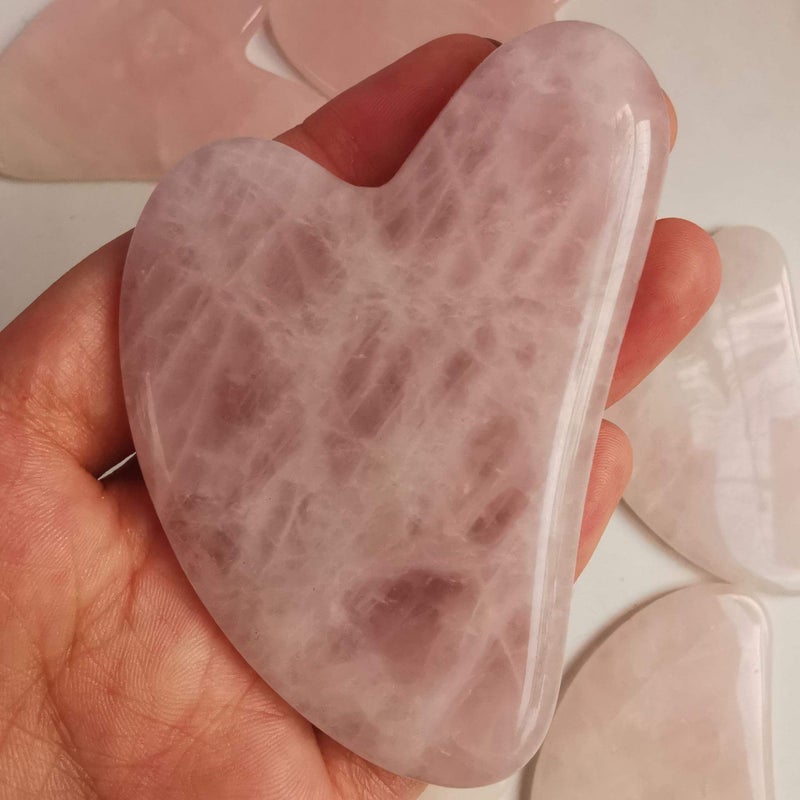 Loveliome Gua Sha Crystal Jade Stone Board for Skincare, Scraping Face Back Massage Relax Therapy Trigger Point Treatment (Rose Quartz) - Image 5