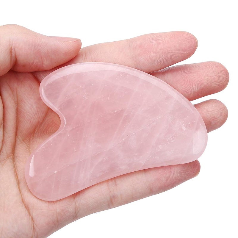 Loveliome Gua Sha Crystal Jade Stone Board for Skincare, Scraping Face Back Massage Relax Therapy Trigger Point Treatment (Rose Quartz) - Image 2
