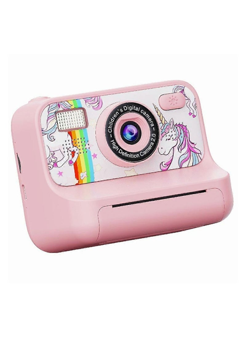 Mini Children 2.4-inch HD Dual Lens Instant Camera Photo Printer pink  - Image 1