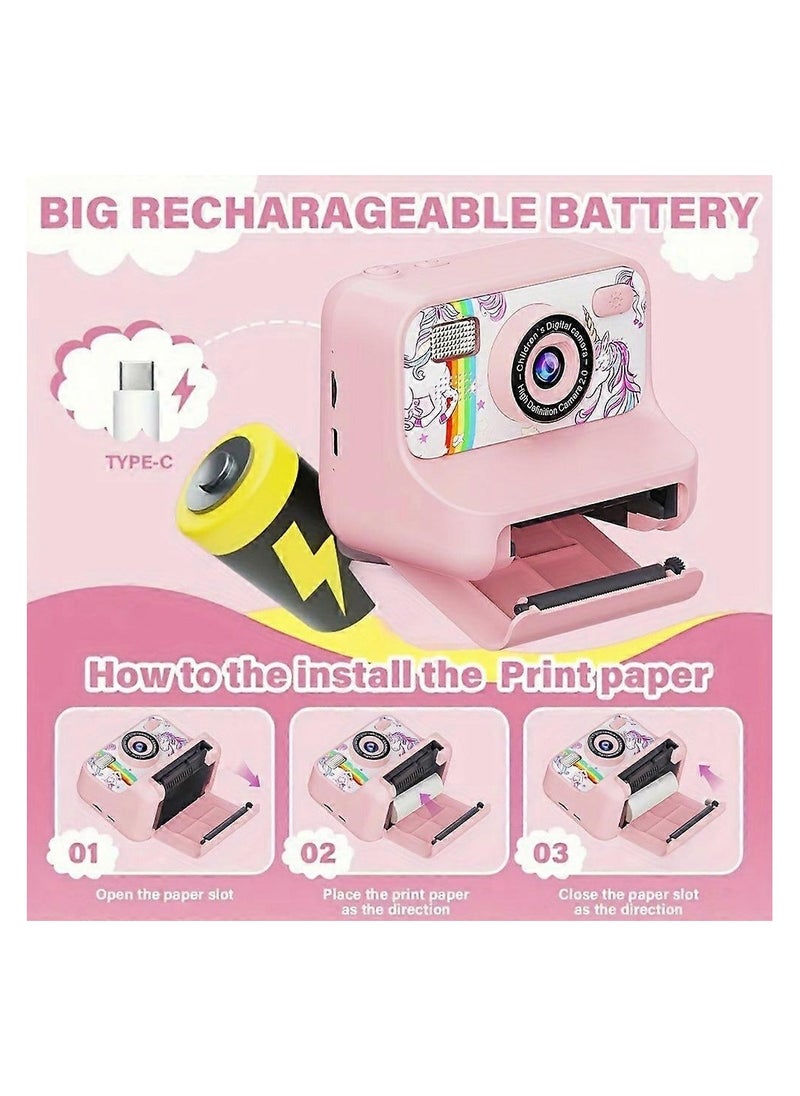 Mini Children 2.4-inch HD Dual Lens Instant Camera Photo Printer pink  - Image 3