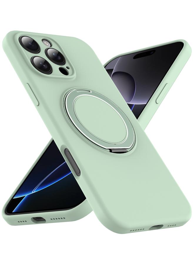 S-TOP Case For iPhone 15 Pro Liquid Silicone MagSafe Phone Case with Rotating Holder - Image 2
