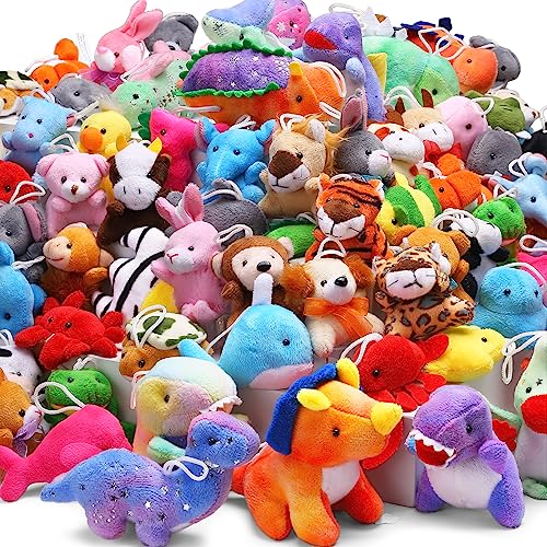 Uzoxlsn 72 Pack Mini Stuffed Animal Assorted Plush Toy Dinosaur Zoo Ocean Party Favors for Kid Perfect for Claw Machine Filler Goody Bag Stuffers Keychain Carnival Prizes Classroom Reward Gift Bulk - Image 1