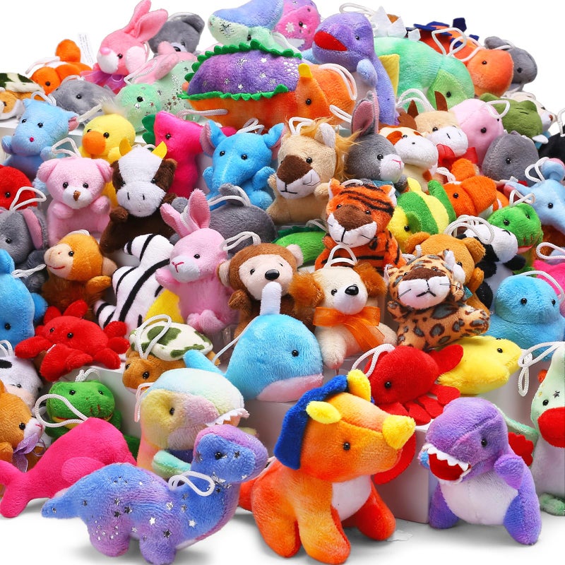 Uzoxlsn 72 Pack Mini Stuffed Animal Assorted Plush Toy Dinosaur Zoo Ocean Party Favors for Kid Perfect for Claw Machine Filler Goody Bag Stuffers Keychain Carnival Prizes Classroom Reward Gift Bulk - Image 2