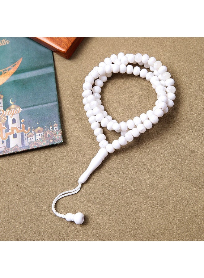NIBEMINENT 99 Muslim Prayer Beads White/9mm 