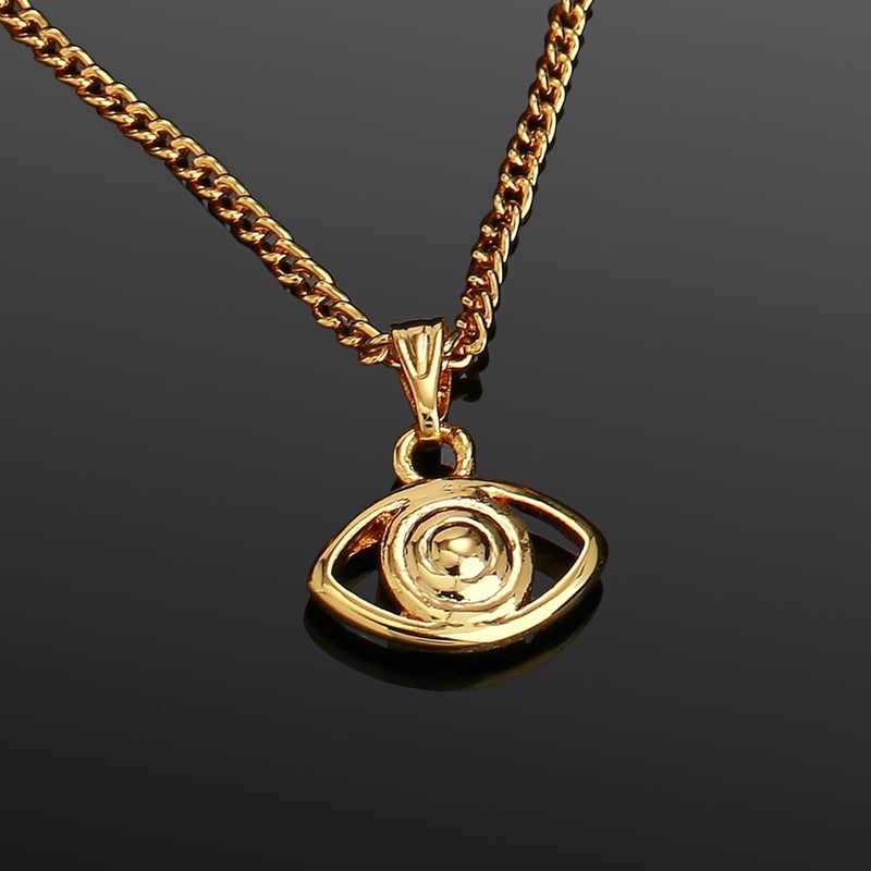 Estele Gold Tone Chain With Gold Evil Eye Design Pendant For Women - Image 2