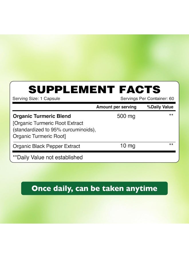 Organic Earth Extra Strength Turmeric with Organic Black Pepper for Digestion 60 Capsules - Image 2