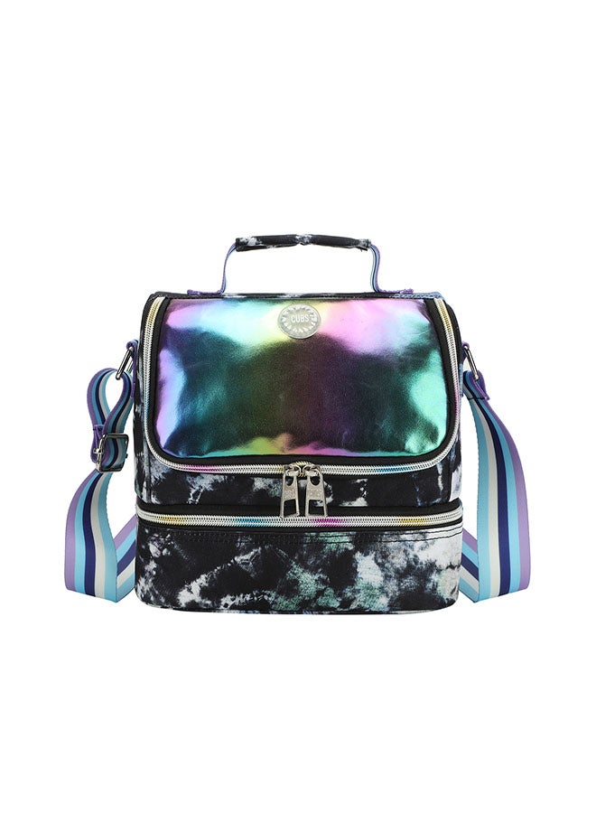 CUBS Tie Dyed Waterproof double decker lunch bag with removable shoulder strap carrying your favorite meals to school, work or while traveling - Image 1