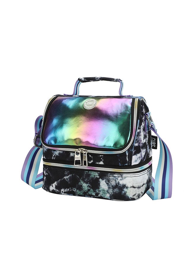 CUBS Tie Dyed Waterproof double decker lunch bag with removable shoulder strap carrying your favorite meals to school, work or while traveling - Image 2