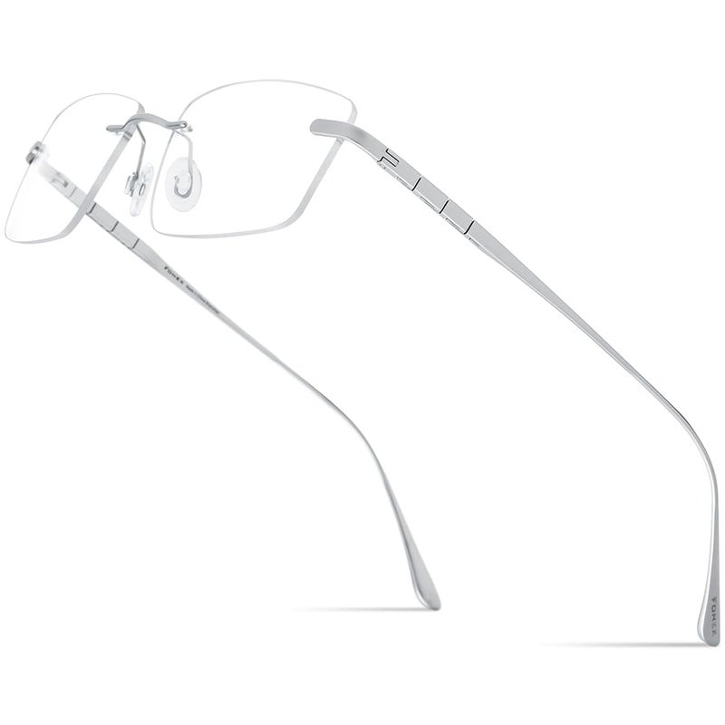 FONEX Titanium Glasses Frame for MenSquare Eyewear Full Optical Eyeglasses F85641 8555 Silver - Image 2