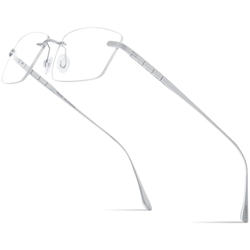 FONEX Titanium Glasses Frame for MenSquare Eyewear Full Optical Eyeglasses F85641 8555 Silver - Image 1