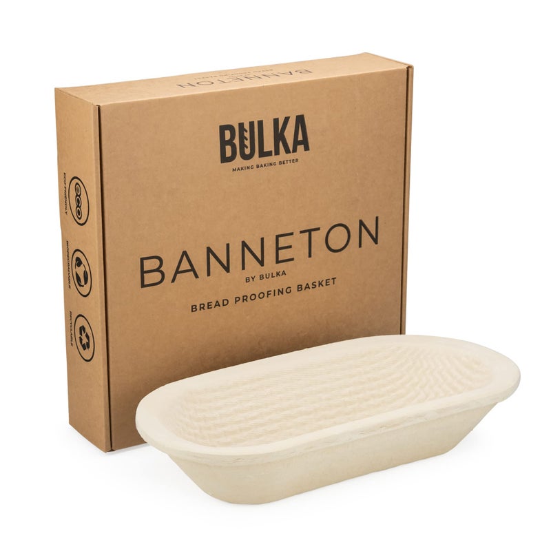 Bulka Large Oval 1kg Waffle Banneton Bread Proofing Basket Pressed Wood Pulp, Sourdough Proofing Basket â€“ Non-Stick Brotform Sourdough Bread Baking Supplies, Made in Germany. - Image 1