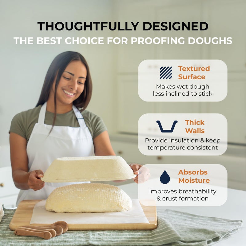 Bulka Large Oval 1kg Waffle Banneton Bread Proofing Basket Pressed Wood Pulp, Sourdough Proofing Basket â€“ Non-Stick Brotform Sourdough Bread Baking Supplies, Made in Germany. - Image 3