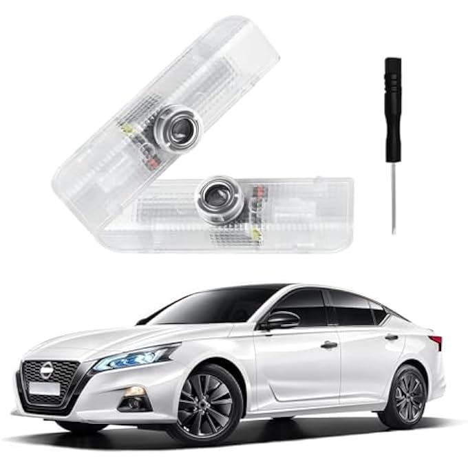 ريحني قطعتان من مصابيح باب السيارة مع شعار بروجيكتور متوافق مع TerraAltimaMaximaArmadaTitanQuestPathfinder ملحقات مصابيح الترحيب LED بدون بهتان مناسبة للسيارة - Image 1