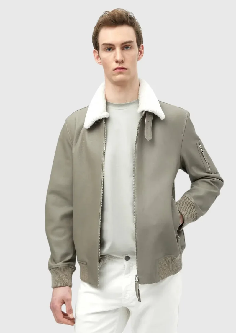 RAMSEY Mink Regular Fit Casual Leather Leather Coat