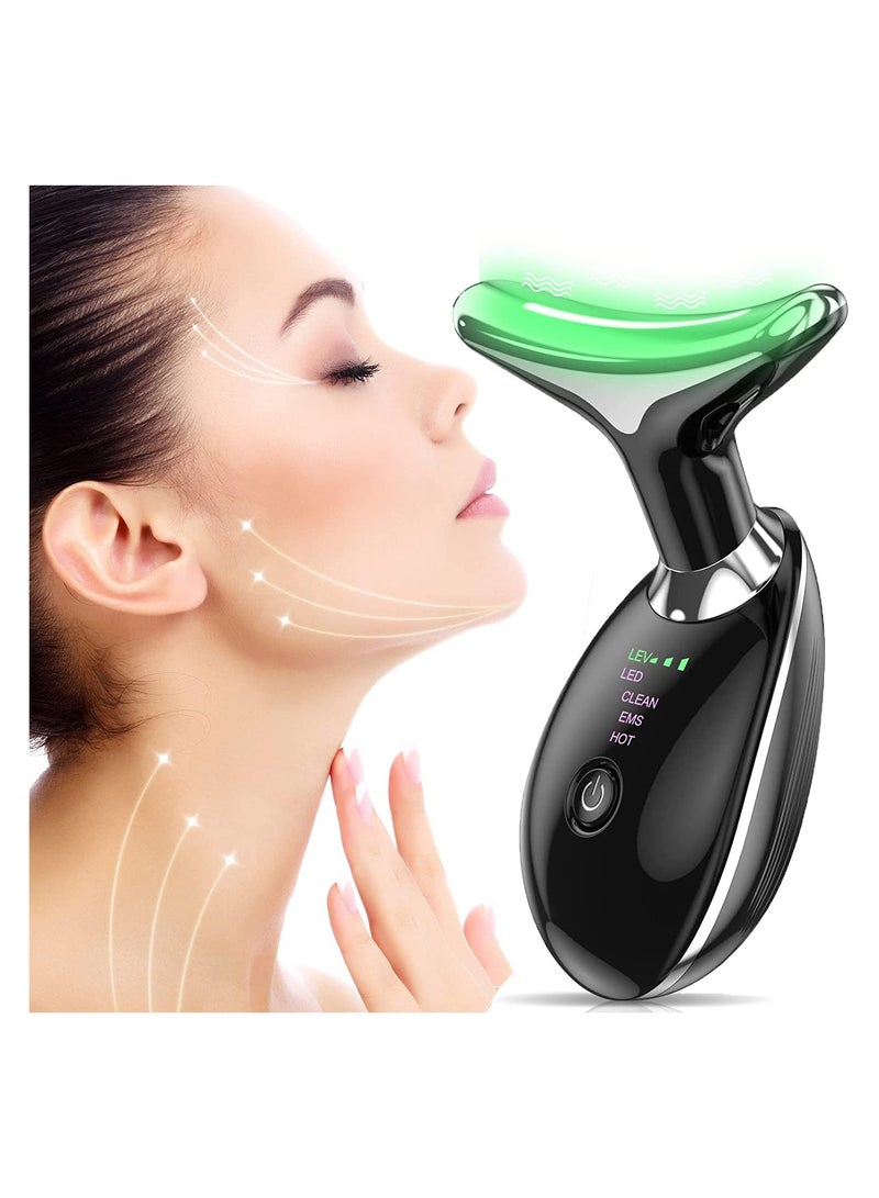 Facial Neck Lifting Machine Sonic Face Massager Beauty Device Wrinkles Remover Skin Rejuvenation 3 Modes Black - Image 1