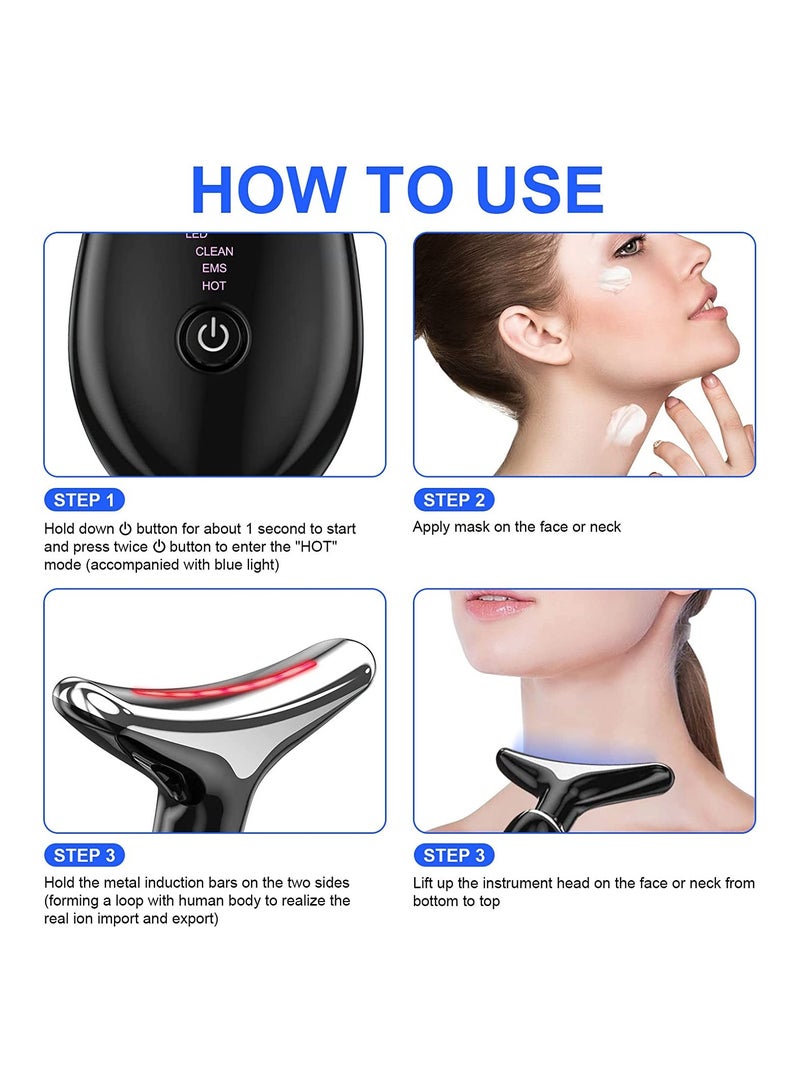Facial Neck Lifting Machine Sonic Face Massager Beauty Device Wrinkles Remover Skin Rejuvenation 3 Modes Black - Image 5
