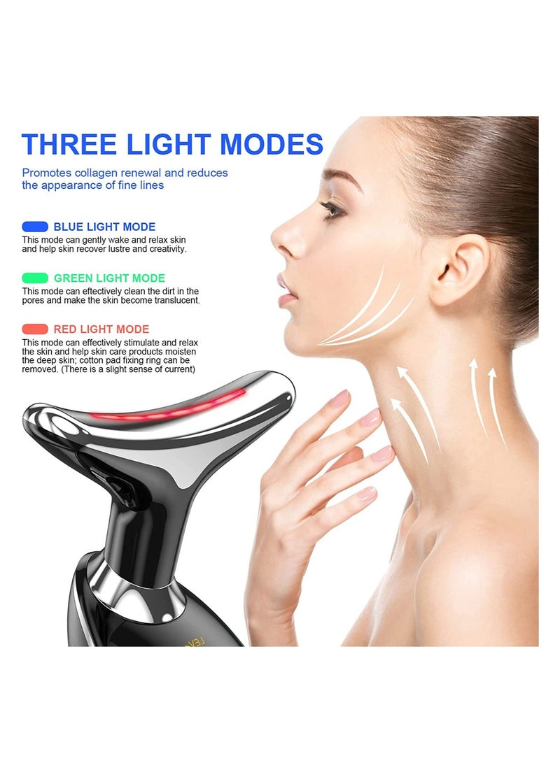 Facial Neck Lifting Machine Sonic Face Massager Beauty Device Wrinkles Remover Skin Rejuvenation 3 Modes Black - Image 3