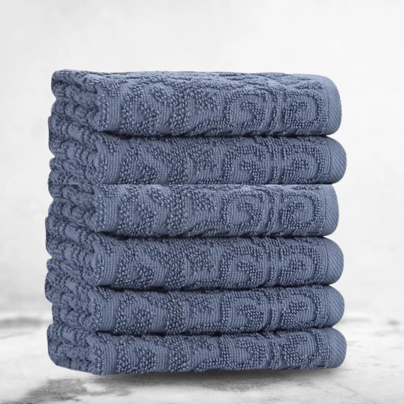 Efabrika Mandy 100% Cotton 6 Piece 30X30 Guest Hand Towel Set - Indigo Blue