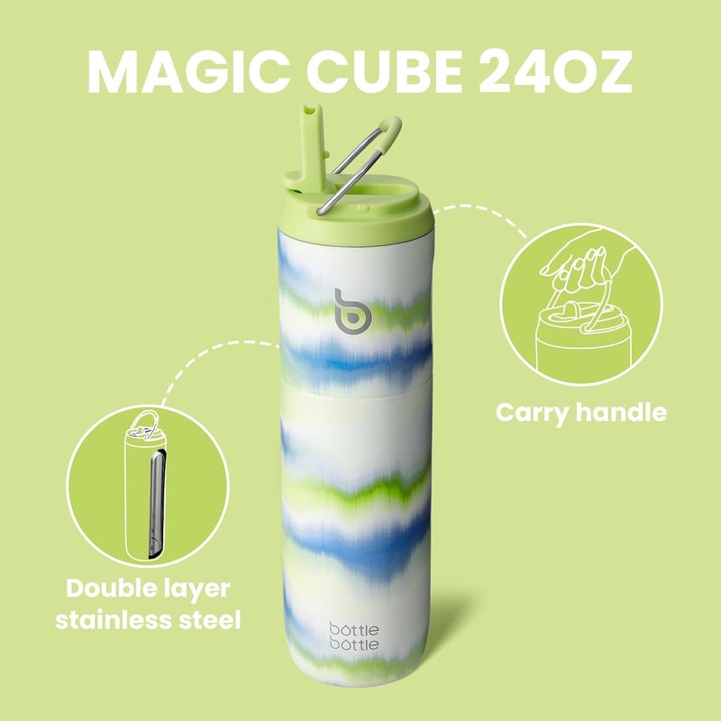 bottle bottle 24oz(700ml) Insulated Water Bottle with Straw Lid and Handle for Sports, Travel, Double Walled Stainless Steel Bottles, BPA Free (Fog) - Image 5