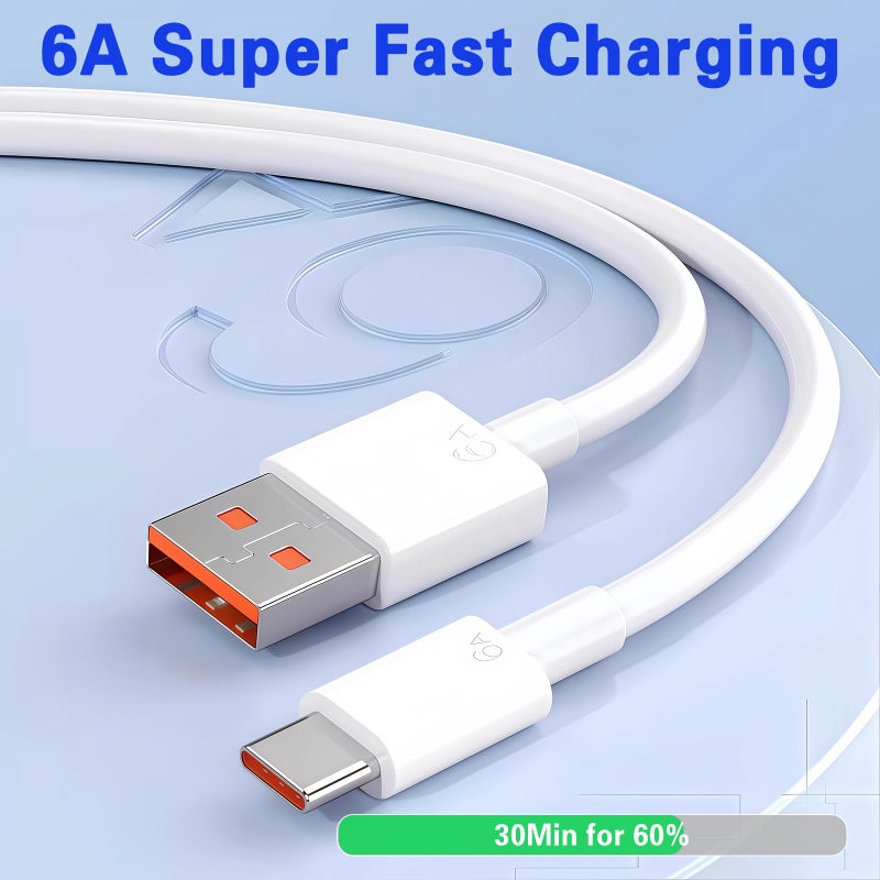 Gartmost 5pack USB A to C Cableã€5 * 6 Ftã€‘ Fast Charging 6A Quick Charger Cord, Compatible with iPhone 17/16/15,Samsung Galaxy S10 S9 S8 Plus, Note 10 9 8, LG V50 V40 G8 G7 (White) - Image 2