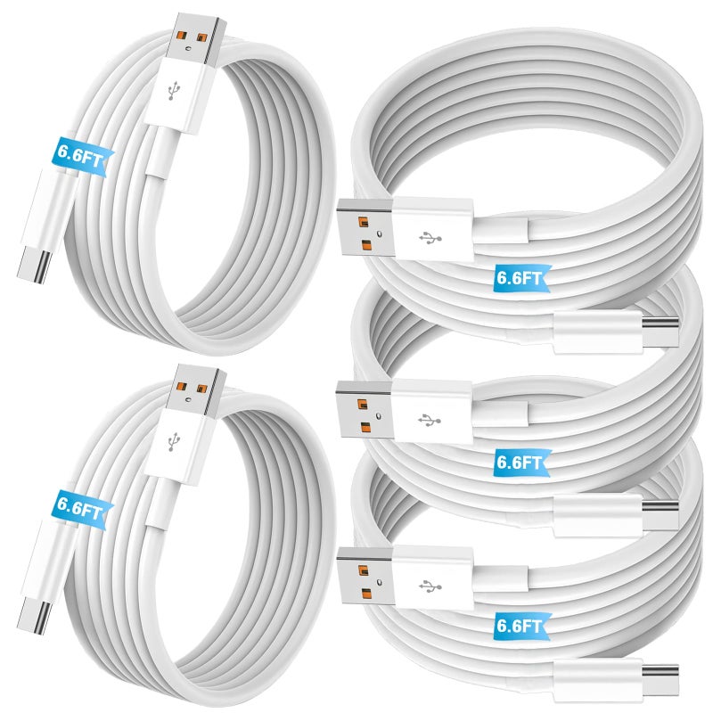 Gartmost 5pack USB A to C Cableã€5 * 6 Ftã€‘ Fast Charging 6A Quick Charger Cord, Compatible with iPhone 17/16/15,Samsung Galaxy S10 S9 S8 Plus, Note 10 9 8, LG V50 V40 G8 G7 (White) - Image 1