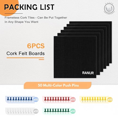 RANUR Self Adhesive Felt Bulletin Bar Strip, Reminder Board with 35pcs Drawing Pins, Lightweight to Do List Board for Wall Soft Board for Study Room, Photos, Schedules, Size 33 X 5 X 1.3 cms (Brown) - Image 2