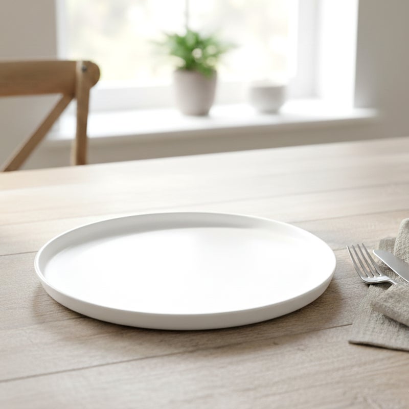 كويزين أرت طبق عشاء من البورسلين الفاخر من كويزين آرت EFE مقاس 10.5 بوصة (مجموعة من قطعة واحدة) | طبق عشاء دائري أبيض فاخر | أطباق مطبخ أنيقة وخفيفة الوزن للاستخدام اليومي في المنزل والفنادق والمطاعم والمناسبات الخاصة. - Image 5