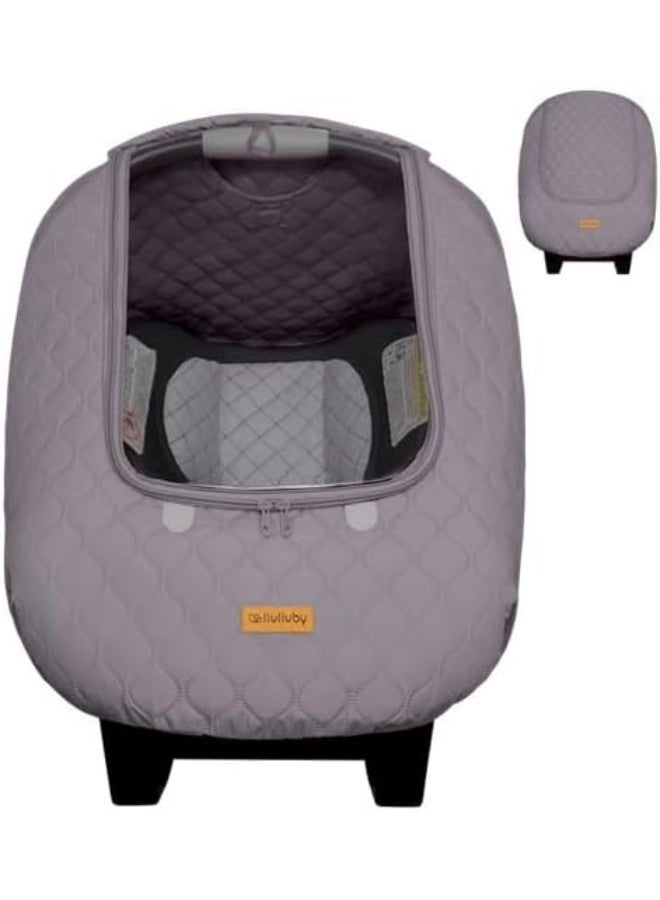 liuliuby Baby Car Seat Weather Shield - Warm Quilted Winter Cover with Clear Window for Infant Carseat - Keeps Babies & Newborn Protected in Cold - Car Seat Cover for Boys & Girls (Gray) - Image 1