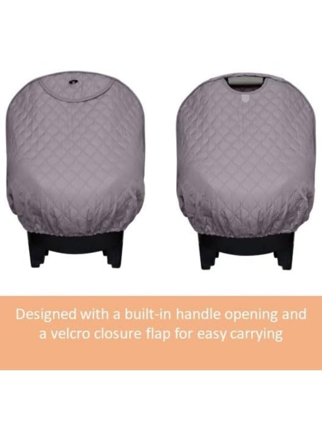liuliuby Baby Car Seat Weather Shield - Warm Quilted Winter Cover with Clear Window for Infant Carseat - Keeps Babies & Newborn Protected in Cold - Car Seat Cover for Boys & Girls (Gray) - Image 3